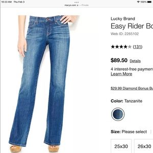 Lucky brand easy rider boot cut dark wash jeans size 8